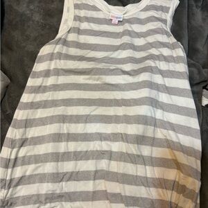 LuLaRoe Gray and White Striped Tank Top